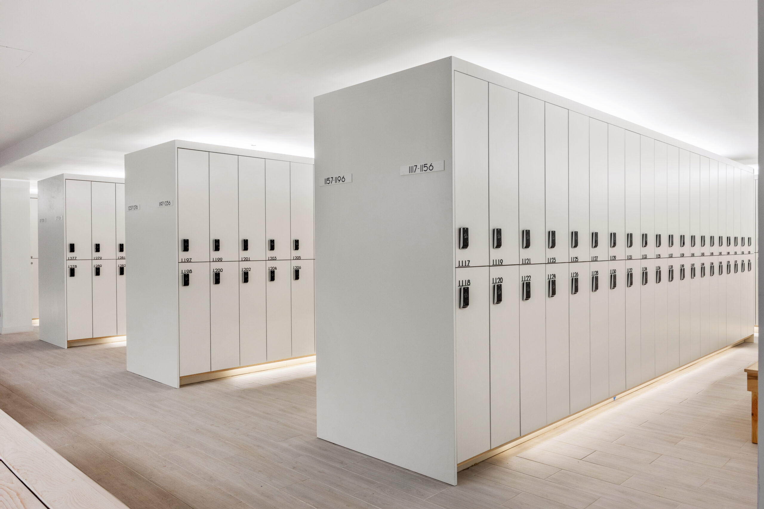 White lockers in the locker room area