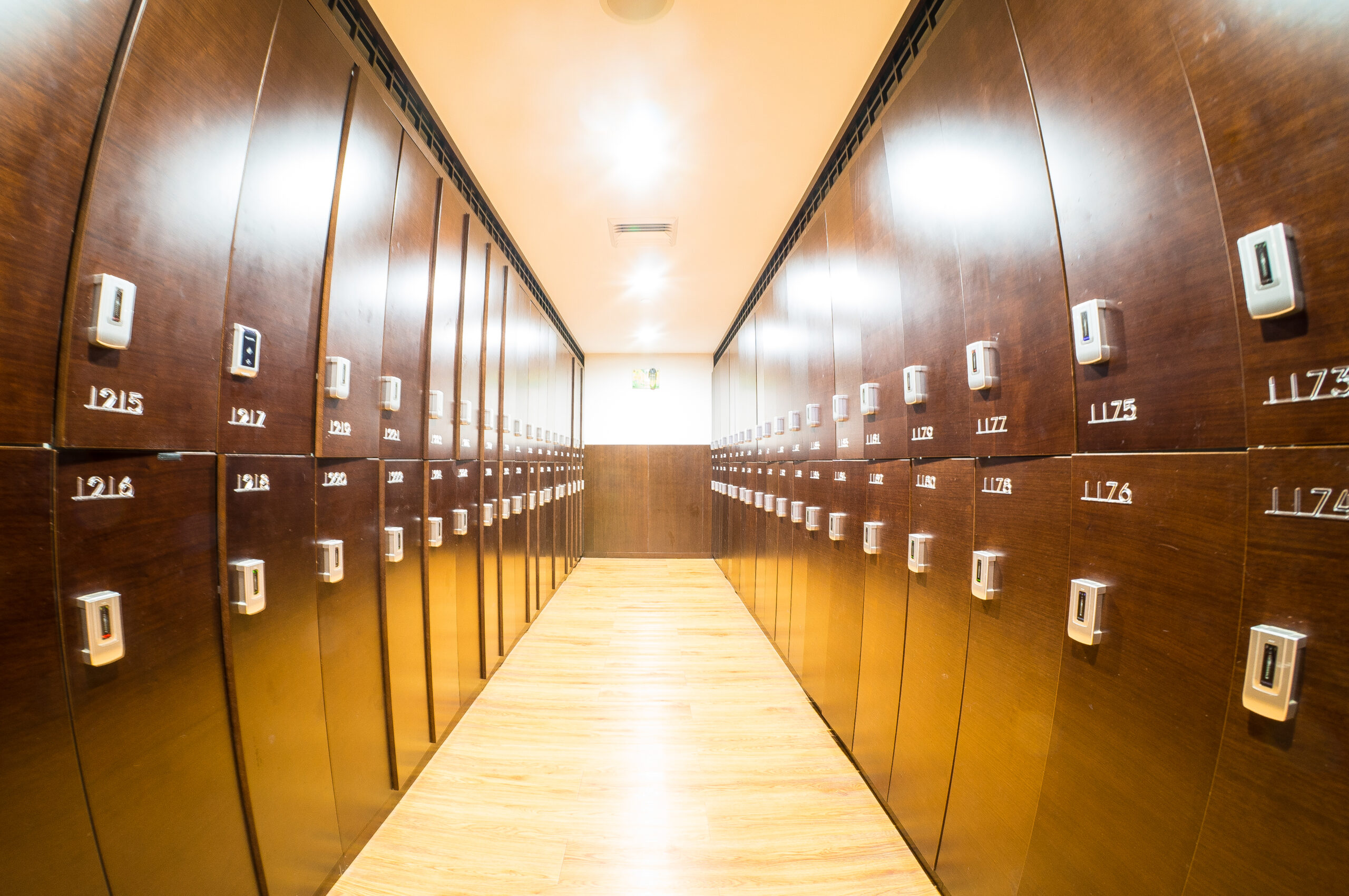 lockers in the locker room area before renovations